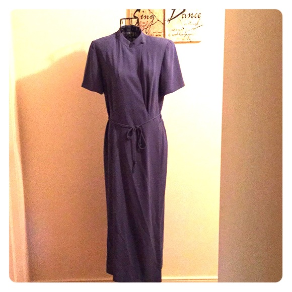 Periwinkle Wrap Dress with Mandarin Collar - Picture 1 of 5